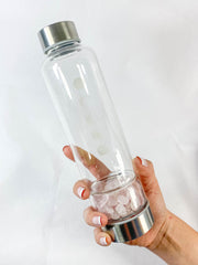 Gem Infused Lunar Phase Water Bottle | Rose Quartz