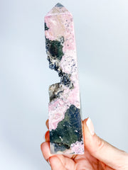 Rhodonite Obelisk with Cavity 322g
