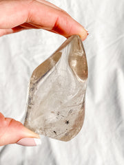 Smoky Quartz Flame with Black Rutile Inclusions 177g