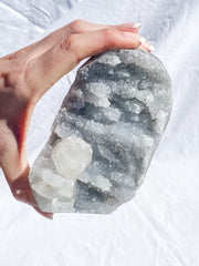 Chalcedony Cluster with Calcite inclusion 700g