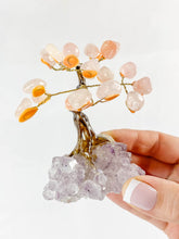 Crystal Bonsai Tree Rose Quartz on Amethyst Base
