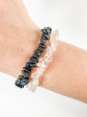 Rose Quartz and Black Tourmaline | Bracelet Set Personal Protection