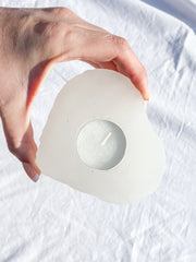 Selenite Heart Natural Candle Base