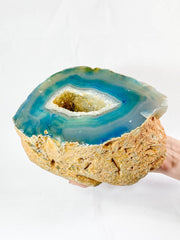 Blue Agate and Died Quartz Geode 3.9kg