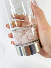 Gem Infused Lunar Phase Water Bottle | Rose Quartz