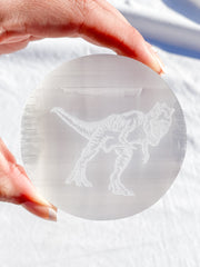 Selenite T-Rex Plate | Medium