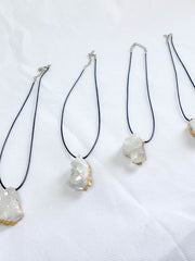 Clear Quartz Cluster Elegant Gold Plated Necklace