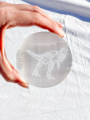 Selenite T-Rex Plate | Medium
