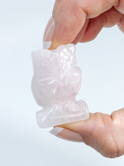 Rose Quartz Owl Carving | Small