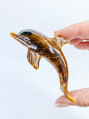 Tiger Eye Dolphin Carving