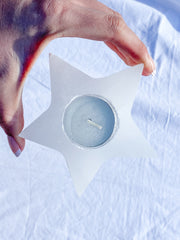 Selenite Star Polished Candle Base
