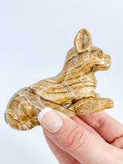 Picture Stone Jasper Cat Carving