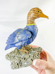 Peruvian Crystal Duck on Pyrite Cluster Carving 800g