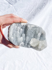 Chalcedony Cluster with Calcite inclusion 700g