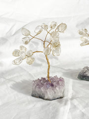 Wire Tree Clear Quartz on Amethyst Base
