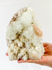 Apophyllite Stilbite with Inclusions CutBase Cluster 1.3kg
