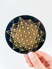 64 Tetrahedron Sacred Geometry Grid Disc | Black Acrylic