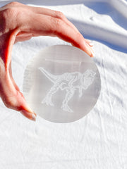 Selenite T-Rex Plate | Medium