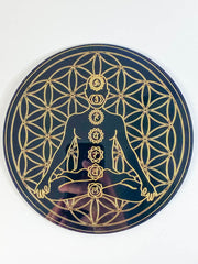 Chakra Healing with Seed of Life Mandala Disc | Black Acrylic