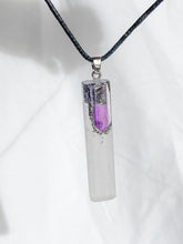 Selenite with Purple Aura Quartz Pendant