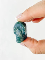 Moss Agate Mini Skull