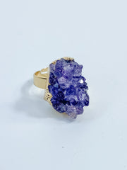 Amethyst Cluster Ring Gold Plated