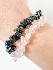 Rose Quartz and Black Tourmaline | Bracelet Set Personal Protection