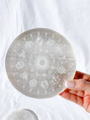 Selenite Astrology Plate Full Moon | Large