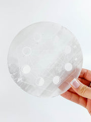 Selenite Seed of Life Grid Plate Full Moon | Large