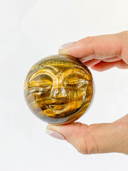 Tiger Eye Sun Face Carving