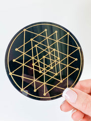 Sri Yantra Sacred Geometry Grid Disc | Black Acrylic