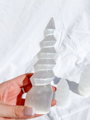Selenite Unicorn Horn | Medium