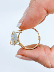 Aquamarine Gold Plated Ring Wire Wrapped