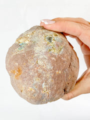 Rainbow Agate and Died Quartz CutBase Geode 1.3kg