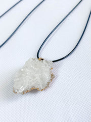Clear Quartz Cluster Elegant Gold Plated Necklace