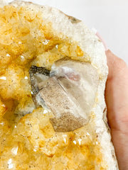 Citrine CutBase Cluster with Calcite and Druzy Inclusions 1.4kg