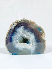 Rainbow Agate and Died Quartz CutBase Geode 1.3kg