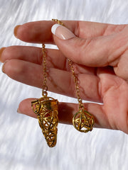 Pentagram Cage Gold Plated Pendulum