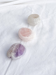 Calming Seer Trio Medium: Amethyst + Rose Quartz + Clear Quartz