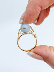 Angelite Gold Plated Ring Wire Wrapped
