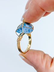 Apatite Gold Plated Ring Wire Wrapped