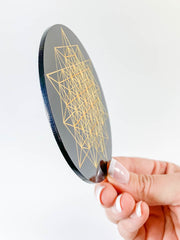 64 Tetrahedron Sacred Geometry Grid Disc | Black Acrylic