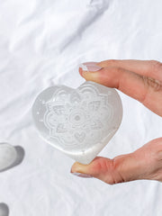 Selenite Mandala Heart | X Large