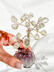 Wire Tree Clear Quartz on Amethyst Base