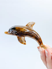 Tiger Eye Dolphin Carving