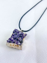 Amethyst Cluster Elegant Silver Plated Necklace