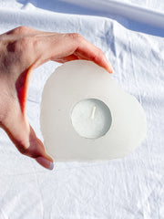 Selenite Heart Natural Candle Base