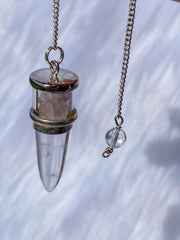 Clear Quartz and Rose Quartz Pendulum