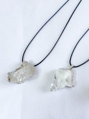 Clear Quartz Cluster Elegant Silver Plated Necklace