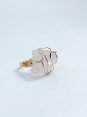 Rose Quartz Ring Gold Plated Wire Wrapped